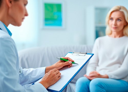 Пациент и врач сидят напротив друг друга